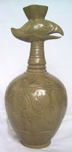 Bottle Vase With Phoenix head - Chinese Celadon Stoneware Ceramics