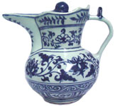 Ewer and Cover with Lotus Design - Blue and White Porcelain