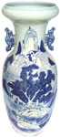 Large Temple Vase with Mountain Scene - Blue and White Porcelain