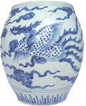 Wide-Mouth Vase with Phoenix - Blue and White Porcelain