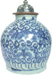 Covered Jar with Chrysanthemums - Blue and White Porcelain