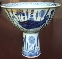 Stemcup with Water Scenes - Chinese Blue and White Porcelain