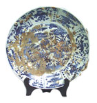 Large Plate with Floral Design - Blue and White Porcelain