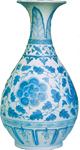 Bottle Vase with Peonies - Blue and White Porcelain