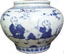 Small Guan with Sages - Blue and White Porcelain