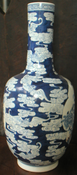 Rouleau Vase with Peonies - Chinese Blue and White Porcelain