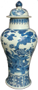 Covered Baluster Vase - Blue and White Porcelain