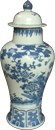 Covered Baluster Vase - Blue and White Porcelain