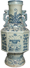 Octogon-Shaped Temple Vase - Blue and White Porcelain