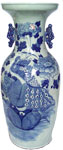 Large Temple Vase with Peacock - Blue and White Porcelain
