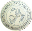 Tradeware Plate with Floral Design - Blue and White Porcelain