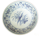 Tradeware Plate with Floral Design - Blue and White Porcelain