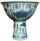 Stemcup with Water Scene - Blue and White Porcelain