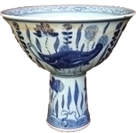 Stemcup with Water Scenes - Blue and White Porcelain