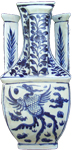 Temple Vase with Phoenix - Blue and White Porcelain