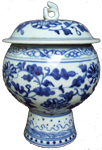 Covered Stemcup with Floral Design - Blue and White Porcelain