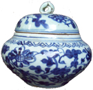Covered Container with Floral Design - Blue and White Porcelain