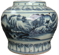 Vase with Rural Scene - Blue and White Porcelain