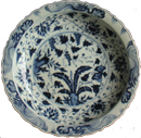 Large Plate with Floral Design - Blue and White Porcelain