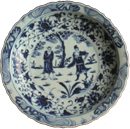 Large Plate with Sages - Blue and White Porcelain