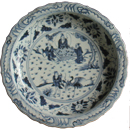 Large Plate with Game Playing Sages - Blue and White Porcelain