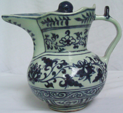 Ewer & Cover with Lotus Design - Chinese Blue and White Porcelain