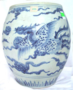Wide Mouth Vase with Phoenix - Chinese Blue and White Porcelain