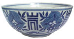 Large Bowl with Prosperity Symbols - Blue and White Porcelain