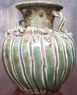 Two-Handled Dragon Vase - Chinese Celadon Stoneware Ceramics