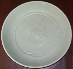 Plate with Floral Design - Chinese Celadon Stoneware Ceramics