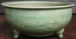 Large Tripod Censer Bowl - Chinese Celadon Stoneware Ceramics