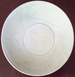 Bowl with Floral Medallion - Chinese Celadon Stoneware Ceramics