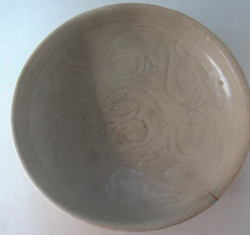 Celadon Dish with Floral Design - Chinese Celadon Stoneware Ceramics