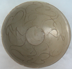 Celadon Bowl with Floral Scroll - Chinese Celadon Stoneware Ceramics