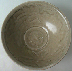 Brown Celadon Bowl with Flowers -  Celadon Stoneware Ceramics
