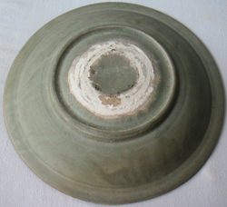 Celadon Plate with Floral Scroll -  Celadon Stoneware Ceramics