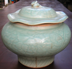 Covered Guan -  Celadon Stoneware Ceramics