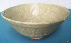 Shipwreck Bowl with Floral Design - Chinese Celadon Stoneware Ceramics
