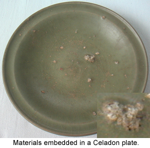 Embedded materials on an ancient Chinese Celadon