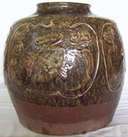 Large Jar with Cloud Panels - Chinese Earthenware Ceramics