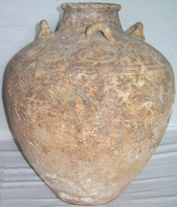 Large Jar with Incised Peonies - Chinese Earthenware Ceramics