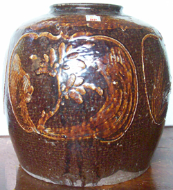 Large Jar with Cloud Panels - Chinese Earthenware Ceramics
