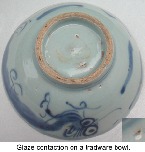 Glaze Contractions on an ancient Chinese Blue and White Porcelain Bowl