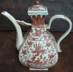 Underglaze Red Ewer - Qing Dynasty Chinese Porcelain