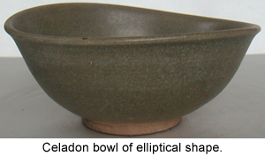 Distorted shapes are common on ancient Chinese Celadons and Porcelain.