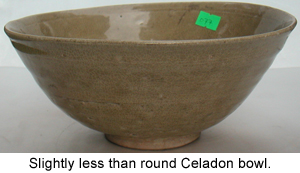 Distorted shapes are common on ancient Chinese Celadons and Porcelain.