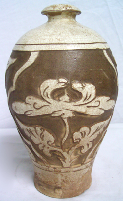 Meiping Vase with Floral Design- Chinese Porcelain and Stoneware