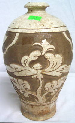 Meiping Vase with Floral Design- Chinese Porcelain and Stoneware