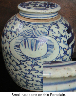 Rust Spots on Chinese Blue and White Porcelain