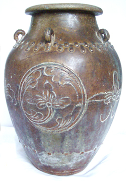 Martaban Jar with Floral Medallions - Chinese Earthenware Ceramics